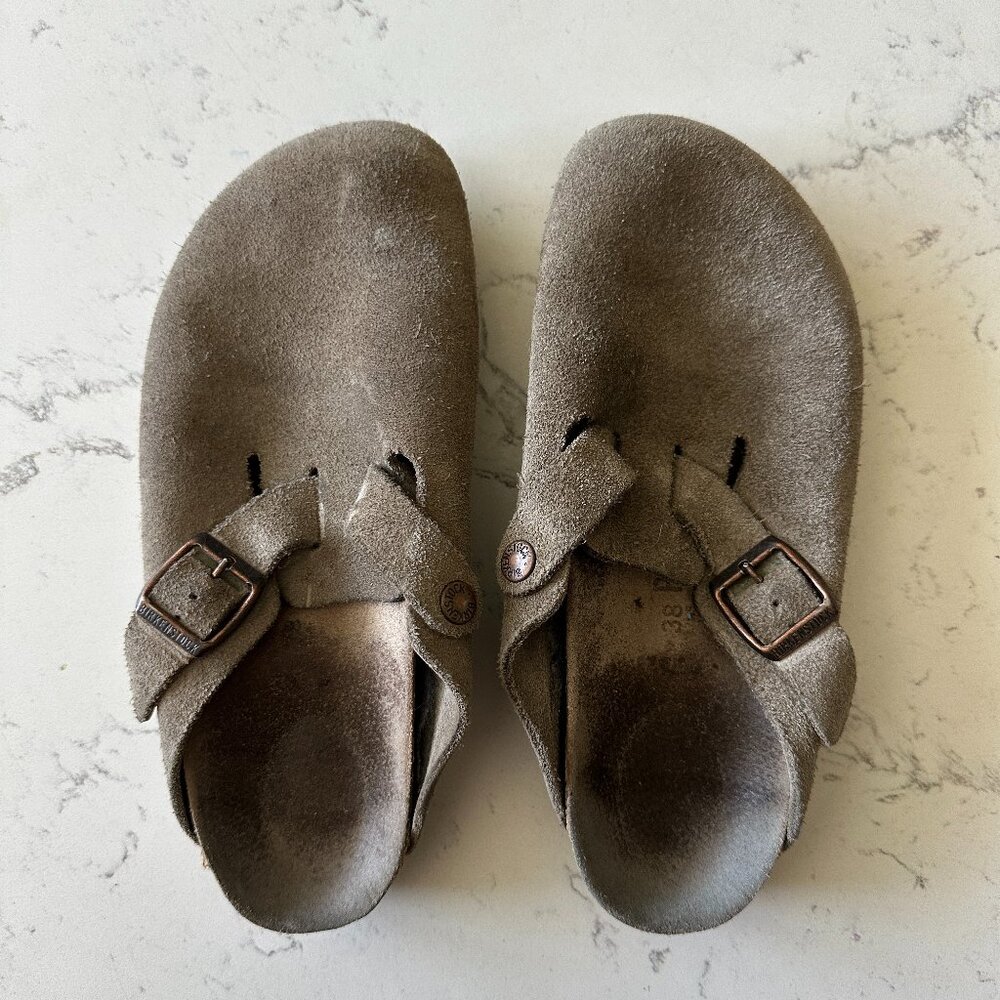 Vintage Taupe Birkenstock Boston Clogs size 38